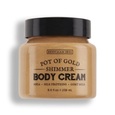 Beekman 1802 Whipped Body Cream, Pot of Gold Shimmer - 8 oz - Intensely Hydrating Bronzing Formula for Sun-Kissed Glow - Softens Skin with Goat Milk - Good for Sensitive Skin - Cruelty Free