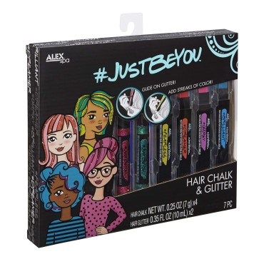 Alex Spa Justbeyou Hair Chalk & Glitter Set Girls Fashion Activity