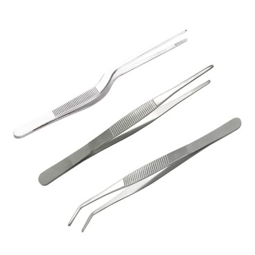 FRUTA 3-Piece Tongs Tweezers, 6.3 inches Cooking Tweezers Precision Tongs for Cooking Culinary and Medical Beauty, Stainless Steel Precision Tweezers Set