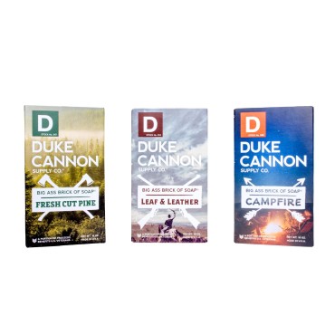 Duke Cannon Supply Co. Big Ass Brick of Soap Bar for Men Great American Frontier (Leaf+Leather, Fresh Cut Pine, Campfire) Variety-Pack- All Skins, Extra Large Masculine Scents, 10 oz (Variety 3 Pack)