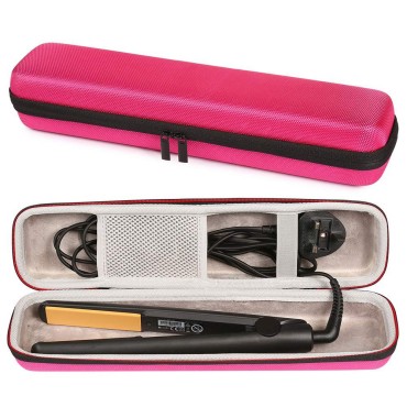 Faylapa Hard Carry Travel Case for Classic Hair Straightener Curling Irons Styler,Hair Straightener EVA Case for Vacation(Accessories Not Include,Pink)