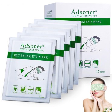 Adsoner Steam Eye Mask, 15 Packs Hot Steam Eye SPA...