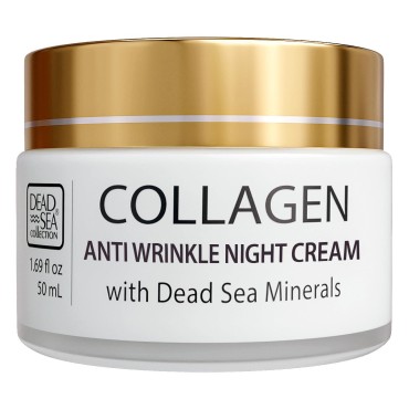 Dead Sea Collection Anti-Wrinkle Night Cream for Face with Collagen and Sea Minerals - Anti Aging, Nourishing and Moisturizer Face Cream (1.69 fl.oz)