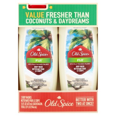 Old Spice Fresher Collection Men's Body Wash, Fiji, 16 Ounce (Pack of 2)