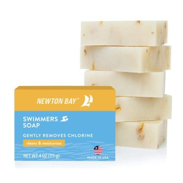 Newton Bay Swimmers Soap | All Natural Body and Face Wash Soap Bar | Gently Washes Away Chlorine After Swimming | Revitalizes Sensitive Skin | 5-Pack of 4 Ounce Soap Bars