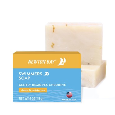 Newton Bay Swimmers Soap | All Natural Body and Face Wash Soap Bar | Gently Washes Away Chlorine After Swimming | Revitalizes Sensitive Skin | 2-Pack of 4 Ounce Soap Bars