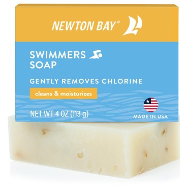 Newton Bay Swimmers Soap | All Natural Body and Face Wash Soap Bar | Gently Washes Away Chlorine After Swimming | Revitalizes Sensitive Skin | Single 4 Ounce Soap Bar