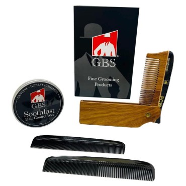 G.B.S Hair Care Set, Unbreakable Course Fine and Fine Comb Course, Soothfast Hair Control Wax Jar