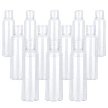 TRENDBOX 12 Pack Plastic Empty Bottles with Flip Cap for Shampoo, Lotions, Liquid Body Soap, Cream (4 oz / 120 ml)