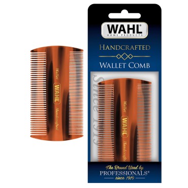 Wahl Beard & Mustache Wallet Comb for Men's Grooming - Handcrafted & Hand Cut with Cellulose Acetate - Smooth, Rounded Tapered Teeth - Model 3327