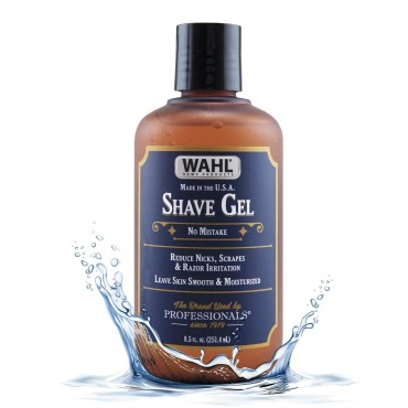 Wahl Shave Gel for a Clean, Close, Comfortable Shave. Easy to See Edging with the Clear Gel, Easily Clean the Razor and Soften Beard and Skin. Reduce Knicks, Scrapes, & Irritation - 8.5 Oz - 805609A