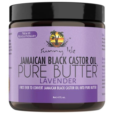 Sunny Isle Lavender Jamaican Black Castor Oil Pure Butter 4oz | Stimulates Hair Growth | Effective Moisturizer Hair & Skin | All Types & Textures
