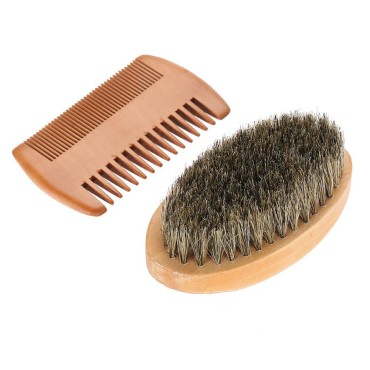 Men Beard Care Kit Beard Grooming Kit Mustache Oval Brush and Beard Comb Cleaning Grooming Tool Helps Softening and Conditioning Mustaches