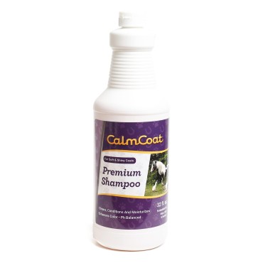 Calm Coat Premium Shampoo With Aloe Vera for Dogs, Cats, & Horses - Blended with Herbal Extracts & pH Balanced to Leave Hair Soft with Glossy Shine, 32 oz