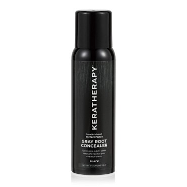 Keratherapy Keratin Infused Perfect Match Gray Root Concealer Spray, Black, 3 oz, 118 ml - Root Cover Up Spray to Hide Gray Roots - Keratin Therapy Hair Darkening & Temporary Scalp Concealer