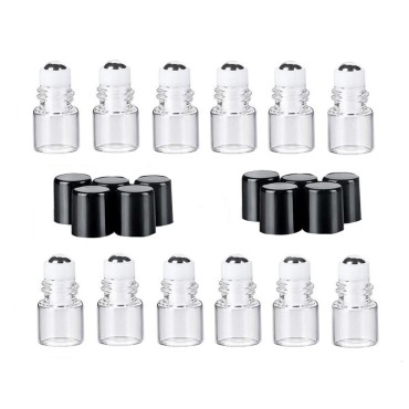 12PCS 2ml Clear Glass Essential Oil Roller Bottle ...