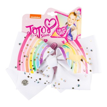 JoJo Siwa Signature Collection Hair Bow - Mermaid with Metalic Gold Stars- Sticker Patch Set Included