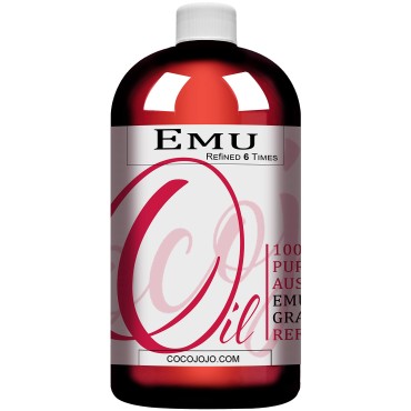 Dr Joe Lab Emu Oil 32 oz 100% Pure Natural 6 Times Refined - Therapeutic Grade A for Hair Skin Body