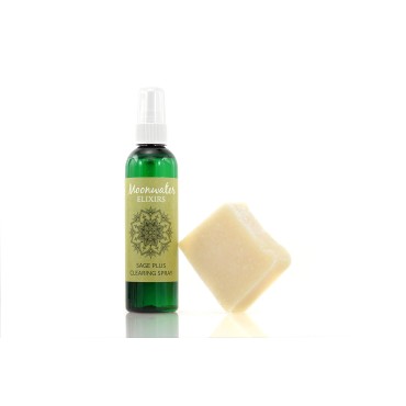 Moonwater Elixirs Sage Spray Bundle - White Sage Smudge Spray and Sage Soap for Cleansing Negativity, Smokeless Sage Smudging Kit to Support Positive Aura, and Cleansing Negative Energy