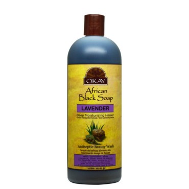 AFRICAN BLACK SOAP LIQUID WITH LAVENDER For Cleansing&Treating Skin Conditions Helps Achieve Beautiful,Healthier Looking Skin Sulfate,Silicone,Paraben Free For All Skin Types Made in USA 33oz