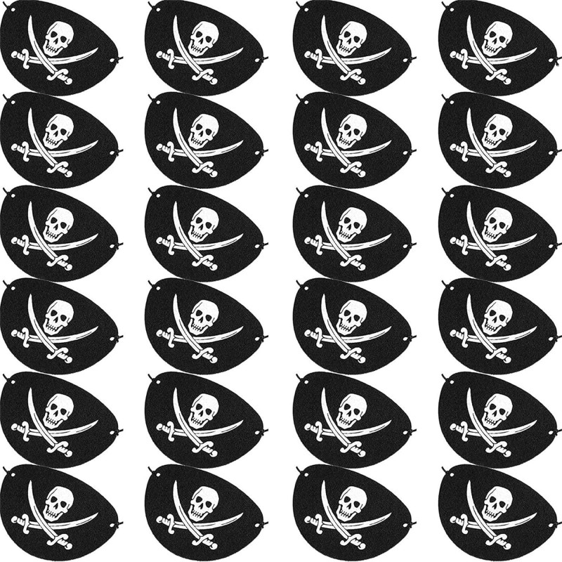 24 Pack Black Pirate Eye Patches One Eye Skull Captain Eye Mask for Halloween Cosplay Party Children Kids Favors (Felt)