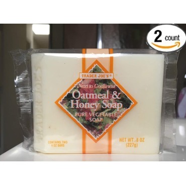Trader Joe's - Oatmeal & Honey Soap Pure Vegetable Soap NET WT. 8 OZ - 2 - PACK (One Pack Contains 2 Bars. 4 Bars Total)