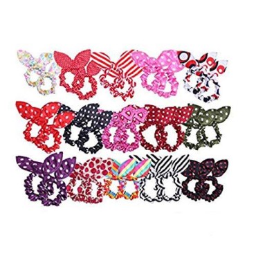 WOIWO 20 Pcs Cute Girls Rabbit Ear Elastic Hair Ti...