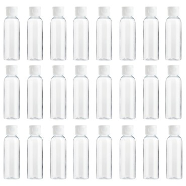 Juvale 24 Pack Plastic Empty 2oz Travel Bottles with Flip Cap, Refillable Containers for Toiletries, Lotion, Liquid