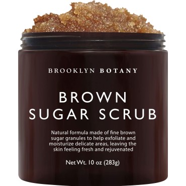 Brooklyn Botany Brown Sugar Body Scrub - Moisturizing and Exfoliating Body, Face, Hand, Foot Scrub - Fights Acne, Fine Lines & Wrinkles, Great Gifts For Women & Men - 10 oz