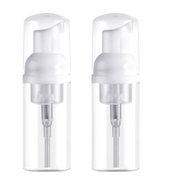 KEAIYYJ Foam Pump Bottle Travel Size Mousse Small Mini Soap Dispensers Foaming Clear Plastic Empty Refillable Containers for Shampoo, 50 ml/1.7 oz, 2 Pack
