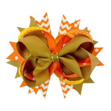 LUOEM Girls Large Hair Clips Ribbon Hair Bows Clips Kids Hair Accessories Hairpin Thanksgiving Day Decoration