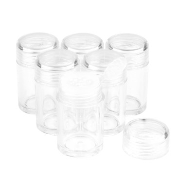 6 Pcs Plastic Loose Powder Jar 10g Clear Refillabl...