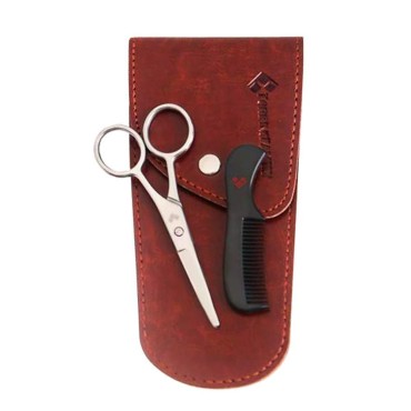 Beard Scissors Small and Comb with Case - Kit for ...