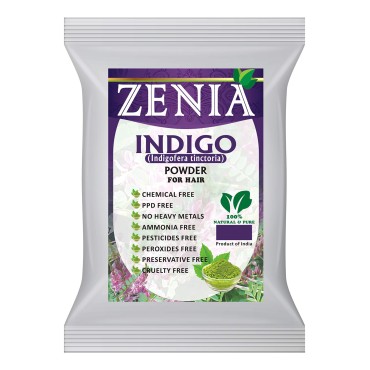 Zenia Indigo Powder Hair & Beard Dye Color | 200 Grams (7 ounce) | 100% Natural Hair Dye | Color Hair to Black Naturally | 100% Pure | No Preservatives