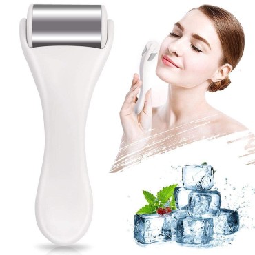 Ice Roller for Face & Eye,Puffiness,Migraine,Pain Relief and Minor Injury,Skin Care Products Stainless Steel Face Massager Ice Roller Massager (White)
