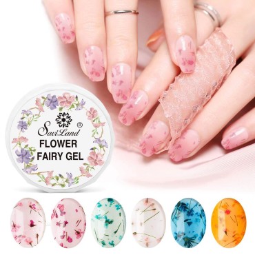 SAVILAND Dried Flower Gel Nail Polish, 6 Colors So...