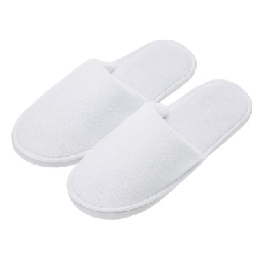 AhfuLife echoapple 5 Pairs of Deluxe Closed Toe White Slippers for Spa, Party Guest, Hotel and Travel (Medium, White-5 Pairs)