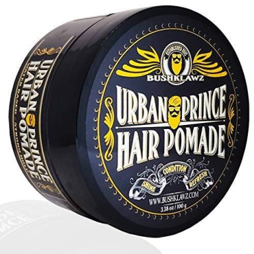 BushKlawz Urban Prince Hair Pomade Water Based Firm Strong Hold Easy to Wash Out Gel Type for Tight Styles Men's Styling Product Barber Approved 115g / 4.05oz