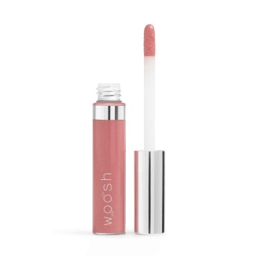 Woosh Beauty, Spin-On Lip Gloss, Hydrating Shea Butter, No Fine LInes, Shine Finish, Neutral Tones, Vegan & Cruelty-Free (Glam Peach)