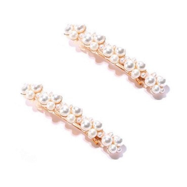 2 Count Pearl Hair Clips Fashion Hair Clip Snap Barrettes Women Girls Hair Accessories for Party Wedding Daily