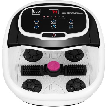 Best Choice Products Motorized Foot Spa Bath Massager, Adjustable Waterfall Shower & Fast Heating, Automatic Shiatsu Pedicure Massage, Pumice Stone, Rollers to Relieve Feet Muscle Pain - Black