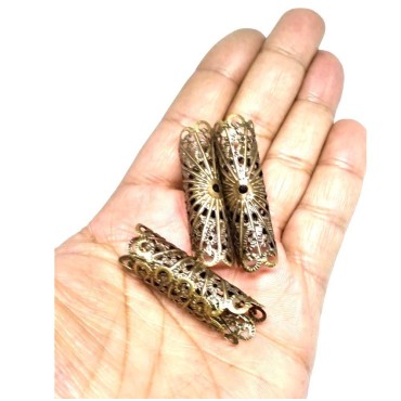 Masai 3pcs. Light Weight Dreadlock Beads Loc Jewelry Hair Accessories (Jata Bronze) 4 cm long