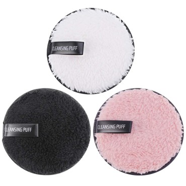 Frcolor 3pcs Double-Side Foundation Cosmetic Powder Puff Cloth Towels Washable Makeup Rmover Puff Sponge for Facial Cleansing