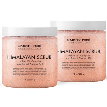 Majestic Pure Himalayan Salt Body Scrub with Lyche...