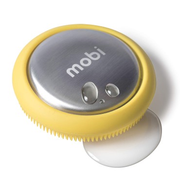 Mobi Odor Remover Steel Soap Bar and Vegetable Brush, Yellow