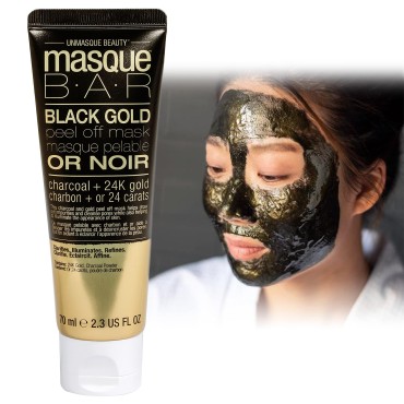 masque BAR Black Gold Facial Peel Off Mask (70ml/Tube) - Korean Beauty Skin Care Treatment - Cleanses Pores, Abosrbs Impurities & Excess Oil, Detofixies, Exfoliates, Brightens & Enhances Skin Radiance