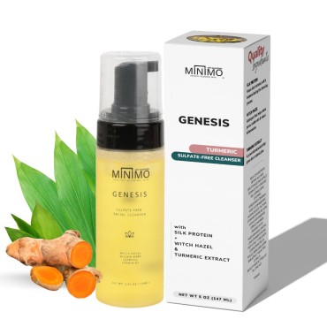 Minimo Genesis Sulfate-Free Skin Brightening Foaming Facial Cleanser Wash for Women Men Oily Skin - 5 fl oz