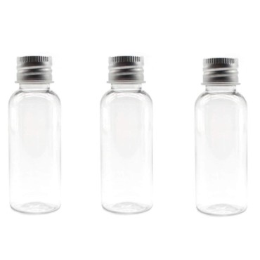 12PCS 1oz / 30Ml Empty Clear PET Plastic Tube Bottle Containers With Silver Aluminum Screw Cap For Makeup Lotion Essential Oils Creams Powders Moisture Smaples