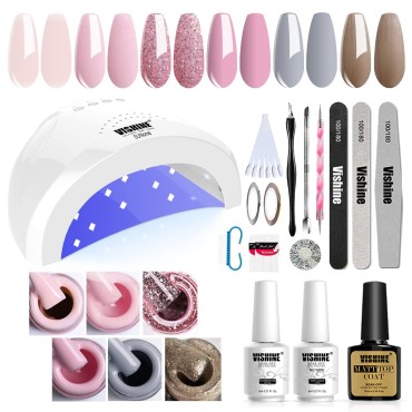 Vishine Gel Nail Polish Starter Kit with 48W SUNOn...