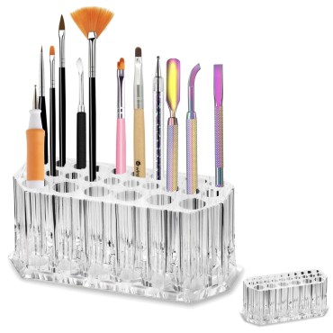 byAlegory Acrylic Makeup Finger Nail Art Tool Organizer 26 Spaces For Storing Beauty Nail Art Kit Tools - Clear